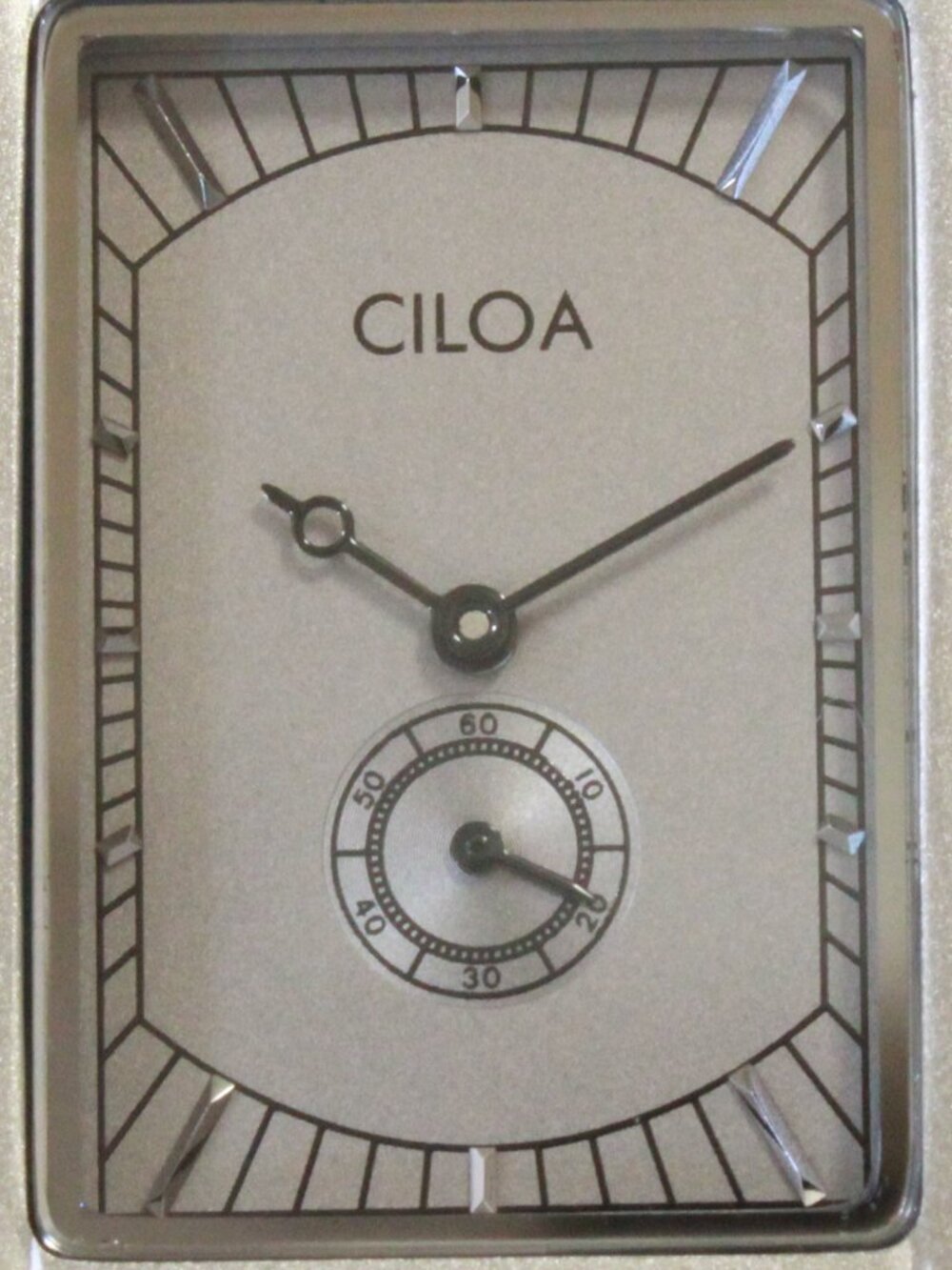 Men's Quartz Tank Style Watch Small Seconds Sub Dial Black Leather 28mm X 43mm - Picture 9 of 13